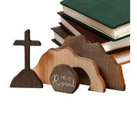 Tomb Easter Scene Wooden - Christmas Table Decoration, Various Tier Tray Decoration Christian Easter Resurrection Set, Wooden Home Decor | For Holiday Spring Cloak Desk Display Religious Celebration