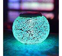 TOMBABY Color Changing Solar Powered Glass Mosaic Ball Led Garden Light, Rechargeable Solar Table Lamp, Outdoor Waterproof Night Light for Decorations