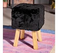 tomball textile fabric square stool oak legs in black