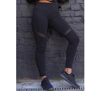 Tombo Mesh Panelled Women's Black Leggings - XS