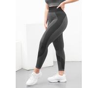 Tombo Panelled Women's Yoga Leggings - Grey-Black - XXS/XS
