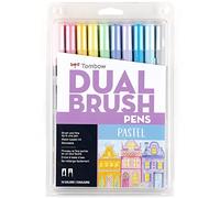 Tombow 56187 Dual Brush Pen Art Markers, Pastel, 10-Pack. Blendable, Brush and Fine Tip Markers