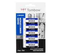 Tombow 57321 MONO Eraser, White, Small, 5-Pack. Cleanly Removes Marks Without Damaging Paper