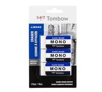 Tombow 57324 MONO Eraser, White, Medium, 3-Pack. Cleanly Removes Marks Without Damaging Paper