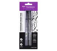Tombow 62038 Fudenosuke brush pen with soft and hard tip, black, 2 pieces