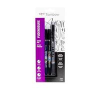 Tombow 62039 Fudenosuke Brush Pens, 3-Pack. Soft, Hard, and Twin Tip Markers for Calligraphy and Art Drawings