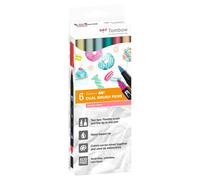 Tombow ABT Dual Brush Pen, Candy Colours, Pen with Two Tips, Perfect for Hand Lettering and Bullet Journal, Water-soluble, ABT-6C-4, Set of 6