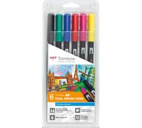Tombow ABT Dual Brush Pen Primary Colour Wallet (6pc)
