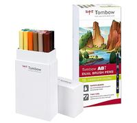 Tombow ABT Dual Brush Pen, Landscape Colours, set of 18, dual-tip pens, perfect for hand lettering and bullet journaling, watercoloring [ABT-18P-6]