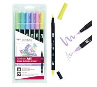 Tombow ABT Dual Brush Pen - Pastel Colours (Pack of 6)