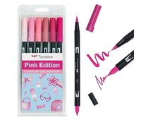 Tombow ABT Dual Brush Pen, Pink Edition, set of 6, dual-tip pens, perfect for hand lettering and bullet journaling, watercoloring [ABT-6P-PINK]