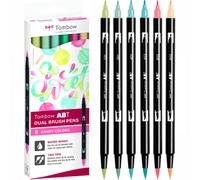 Tombow ABT Dual Brush Pen, Candy Colours, Pen with Two Tips, Perfect for Hand Lettering and Bullet Journal, Water-soluble, ABT-6C-4, Set of 6