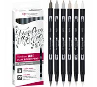 Tombow ABT Dual Brush Pen Set of 6 Grey Colours