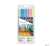 Tombow ABT Dual Brush Pens Water Based Set Of 6 Pastel For Illustration