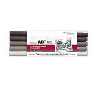 Tombow ABT PRO Alcohol-based Marker Pens Set of 5 - Warm Grey Colours