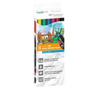 Tombow ABT Dual Brush Pen Set of 6 Primary Colours New Eco Carboard Packaging