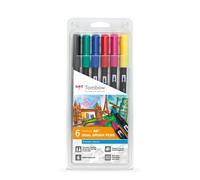 TOMBOW Brush Pen Wallet Of Primary Colours - Set of 6 Blendable - ABT Dual Tip