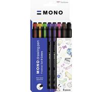 Tombow MONO drawing pen fineliner set of 8, drawing pen, water-resistant pigment ink, 0.3 mm tip, for sketching and technical drawings [WS-EFL-8C]
