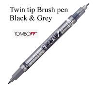 Tombow Fudenosuke Black and Grey Twin Tip Brush Pen