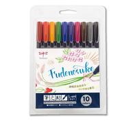 Tombow Fudenosuke Brush Pen - Hard - 10 Colors Set (WS-BH10C)