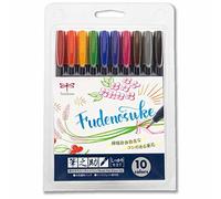 Tombow Fudenosuke Brush Pen - Hard - 10 Colors Set (WS-BH10C)