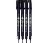 Tombow Fudenosuke Brush Pen Set Hard Tip Writing Black 4 Pack