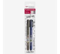 Tombow WS-BHS-2P Fudenosuke Hard and Soft Tip Brush Pen - Black
