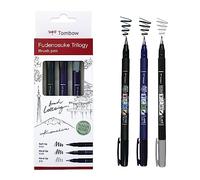 Tombow Fudenosuke Trilogy set, contents: 3 Fudenosukes hard tip, soft and grey, for calligraphy, lettering, sketching, WS-BHS-3P