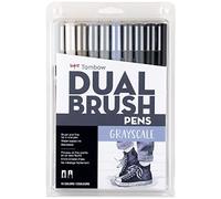 Tombow Gray Scale Dual Brush Pens, Pack of 10, Multi-Colour