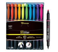 Tombow Kei Coat, Double-Sided Fluorescent Marker Pen, 10 Colors