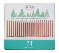 Tombow Ki-Monogatari Eco coloured pencil, practical metal box, PEFC certified, wax-based, set of 24 [CB-RS-24C]