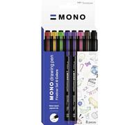 Tombow MONO drawing pen fineliner set of 8, drawing pen, water-resistant pigment ink, 0.3 mm tip, for sketching and technical drawings [WS-EFL-8C]