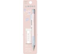 Tombow MONO Graph and MONO Eraser, 0.5 mm, Coral Pink, Precision with 4 mm Tip, Innovative Shake Mechanism, More Stable Brass Pliers, Refillable, Includes Eraser [SH-MG84-PE04A]