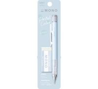 Tombow MONO Graph and MONO Eraser, 0.5 mm, Ice Blue, Precision with 4 mm Tip, Innovative Shake Mechanism, More Stable Brass Pliers, Refillable, Includes Eraser [SH-MG44-PE04A]