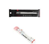 Tombow MONO Zero Eraser, Round Tip, Retractable, Silver Barrel (Eraser with an extra refill)