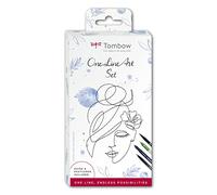 Tombow One Line Art Set, 6 Products, Includes Step-by-Step Instructions for Your First One Line Art Motif [ONELINE Set], Black, Medium