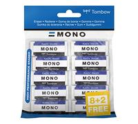 Tombow PE-01A-10P Eraser Mono XS, PVC, Phthalate and Latex Free, 11 g, Economy Pack, 10 pcs.