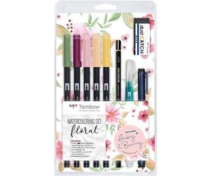 Tombow Watercoloring Set Floral, by May & Berry, 9-piece set incl. 5 ABT Dual Br