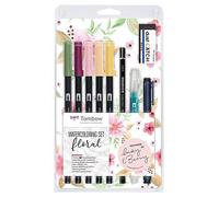 Tombow Watercolouring Set of 10 Floral Blender Pen ABT Dual Brush Mono New