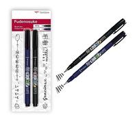 Tombow WS-BHS-2P Fudenosuke Hard and Soft Tip Brush Pen - Black