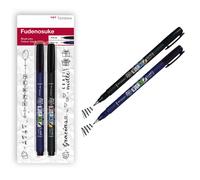 Tombow WS-BHS-2P Fudenosuke Hard and Soft Tip Brush Pen - Black Single