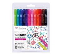 Tombow Twin Tone Dual-Tip Marker WS-PK-12P-1 - Bright Colours - Pack of 12