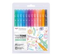 Tombow WS-PK-12P-2 Twin Tone Dual-Tip Marker - Pastel Colours (Pack of 12)