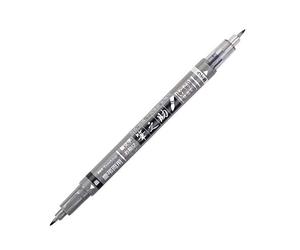 Tombow WS-TBS Fudenosuke Twin Tip Marker Pen - Black/Grey