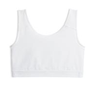 TomboyX Compression Bra, Chest Binder Alternative, Wireless Full Coverage Medium Support Top, Athletic Sports Bra, (XS-6X), White, M
