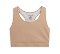 TomboyX Racerback Compression Bra for Women Full Coverage Gender Inclusive Wireless Medium Support Top No Padding Sports Bras, Chai, L