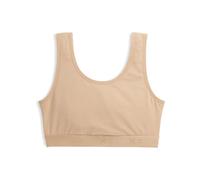 TomboyX Soft Bra, Cotton Scoop-Neck Bralette for Women, Wireless No-Padding Low Impact, (XS-6X), Chai, L
