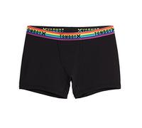 TomboyX Trunks, Boxer Briefs Underwear For Women, 4.5" Inseam, Cotton Blend, Soft Fabric, Gender Neutral Boy Shorts Panties, Black Rainbow, M