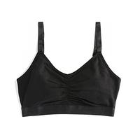 TomboyX V Neck Bralette for Women, Soft Cotton Blend, Full Coverage Wireless Bras, Low Impact, Adjustable Straps, No Padding, X=black, Large