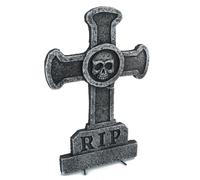 Tombstone decoration cross with skull 39 x 58 cm